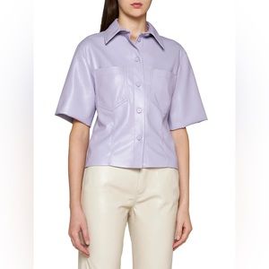 Nanushka Purple Vegan Leather Shirt.